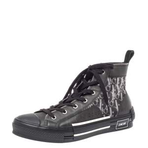 Dior Black Mesh And Oblique B-23 High Top Sneakers Size 42