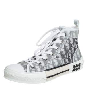 Dior White/Black Oblique Mesh B23 High Top Sneakers Size 42