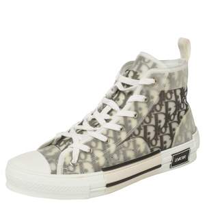 Dior White/Grey Oblique Mesh B23 High Top Sneakers Size 43