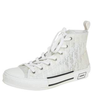 Dior White Oblique Mesh And PVC B23 High Top Sneakers Size 45