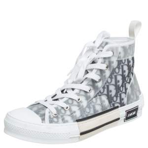 Dior White/Grey Oblique Mesh B23 High Top Sneakers Size 41