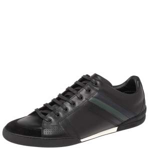 Dior Black Leather And Suede Lace Up Sneakers Size 45