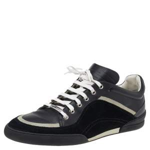 Dior Homme Black/White Leather and Suede Low Top Sneakers Size 42.5