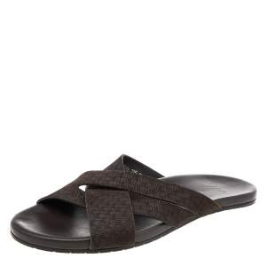 Dior Brown Suede Crisscross Flat Slides Size 39