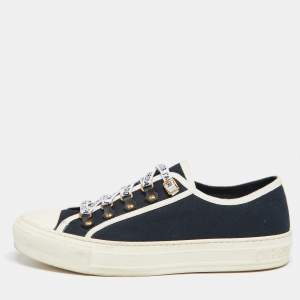 Dior Navy Blue/White Canvas  Walk'n'Dior Low Top Sneakers  Size 40