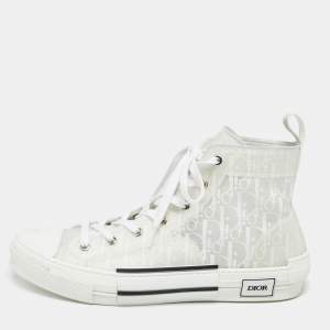 Dior White Oblique Mesh And PVC B23 High Top Sneakers Size 46.5