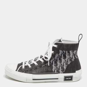 Dior Black/White Oblique Mesh And PVC B23 High Top Sneakers Size 46