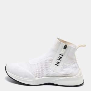 Dior Off-White Mesh and Knit Fabric B25 Sock High-Top Sneakers Size 42.5