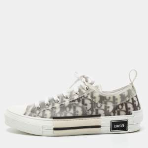 Dior White/Black Oblique Mesh and Rubber B23 Low Top Sneakers Size 43.5