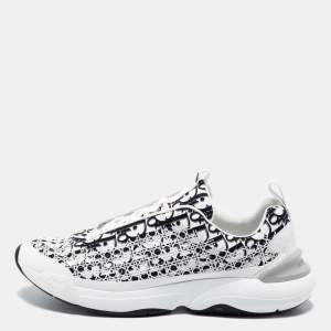 Dior White/Black Oblique Cannage Neoprene and Rubber B24 Low-Top Sneakers Size 46 