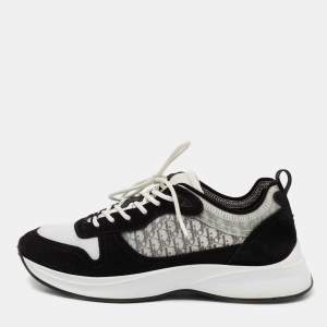 Dior  Black/White Suede And Fabric B25 Lace Up Sneakers Size 42
