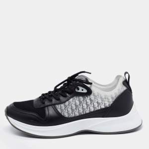 Dior Black/White Suede And Fabric B25 Lace Up Sneakers Size 42
