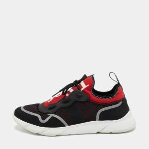 Dior Black/Red Mesh and Knit Fabric B21 Sneakers Size 42.5