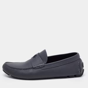Dior Grey Leather Slip On Loafers Size 44