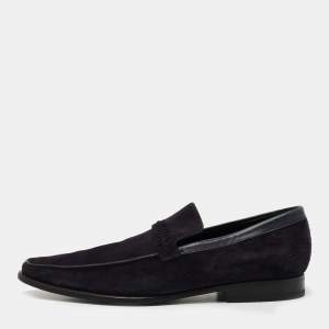 Dior Navy Blue Suede Slip On Loafers Size 43