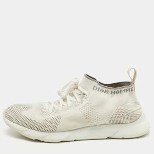 Dior White/Grey Knit B21 Socks Low Top Sneakers Size 42