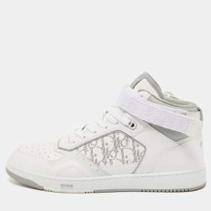 Dior White/Grey Leather B27 High Top Sneakers Size 46