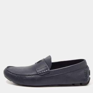 Dior Navy Blue Leather Slip On Loafers Size 43.5