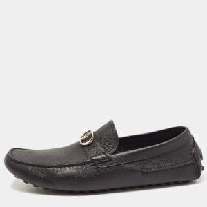 Dior Black Leather CD Logo Loafers Size 44