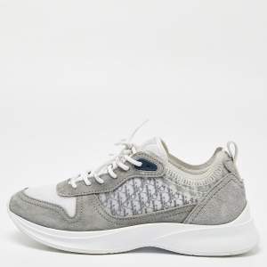 Dior Grey Oblique Mesh and Suede B25 Sneakers Size 40