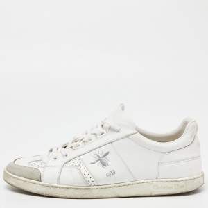 Dior White/Grey Leather and Suede D-Bee Low Top Sneakers Size 40