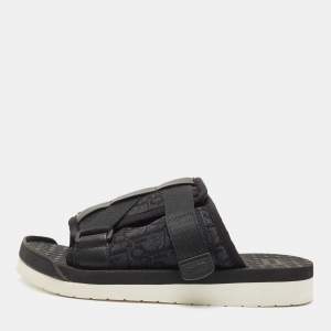 Dior Black Canvas and Leather Alpha Sandals Size 39