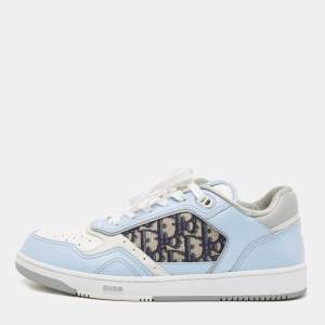 Dior Blue/White Leather and Oblique Canvas B27 Sneakers Size 43