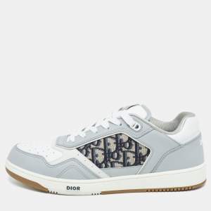 Dior Grey/White Leather and Canvas B27 Low Top Sneakers Size 43