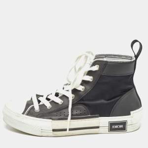 Dior Black Nylon and Leather B23 High Top Sneakers Size 40.5