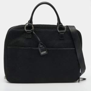 Dkny Black Canvas and Leather Laptop Bag