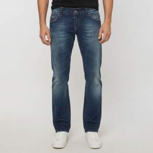 مملوكة مسبقًا Dolce & Gabbana Denim Blue Distressed Straight Fit Jeans L/Waist 35''