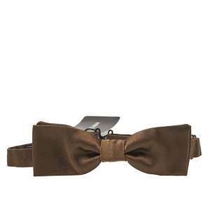 Pre Owned Dolce & Gabbana Brown Silk Satin Classic Bow Tie