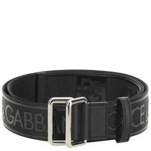 Pre Owned Dolce & Gabbana Black/Grey Branded tape Belt CM 95