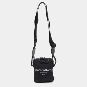 Dolce & Gabbana Black Nylon Logo Crossbody Bag