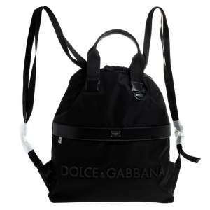 Dolce & Gabbana Black Nylon Drawstring Backpack