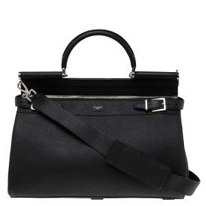 Dolce & Gabbana Black Leather Sicily Work Briefcase