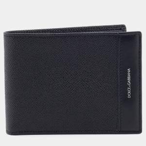 Pre Owned Dolce & Gabbana Black Leather Bifold Wallet