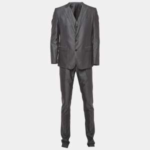 Dolce & Gabbana Dark Grey Wool & Silk Tailored Wool 3 Pc Suit Set M