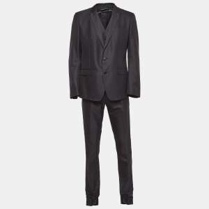 Dolce & Gabbana Black Wool Blend Tailored Wool 3 Pc Suit Set L