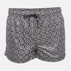 Pre Owned Dolce & Gabbana Beachwear Black Printed Synthetic Boxer Shorts S