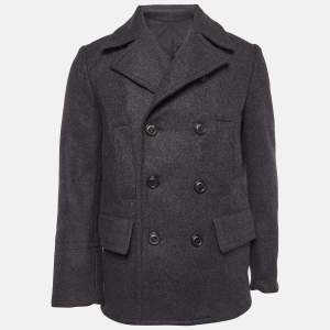 Dolce & Gabbana Grey Wool Blend Quilted Back Coat M