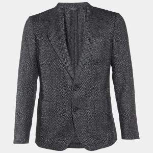 Dolce & Gabbana Black Wool Tweed Single Breasted Blazer S