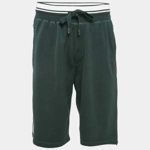 Pre Owned Dolce & Gabbana Green Cotton Knit Drawstring Shorts M