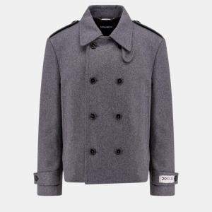 Dolce & Gabbana Grey Cashmere and wool caban Re-Edition Coat IT 52