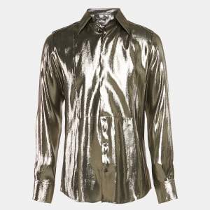 Dolce & Gabbana Gold Metallic Lamé Long Sleeve Shirt M