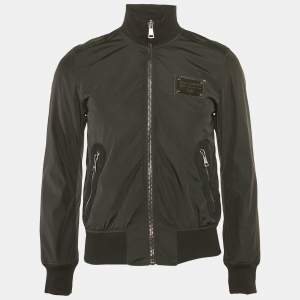 Dolce & Gabbana Black Suede Trim Synthetic Bomber Jacket S