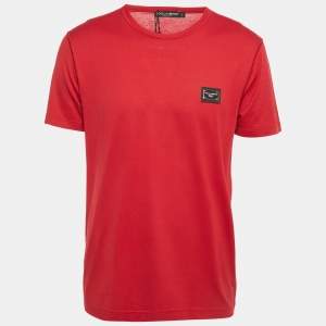 Dolce & Gabbana Red Jersey Crew Neck T-Shirt L