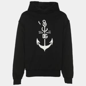 Pre Owned Dolce & Gabbana Black Knit Marina Print Hoodie S