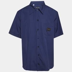 مملوكة مسبقًا Dolce & Gabbana Navy Blue Cotton Short Sleeve Shirt 4XL