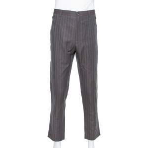 مملوكة مسبقًا بنطلون دولتشي أند غابانا دافلين كتان بني كاروهات مقاس 4 إكس لارج - كبير جدًا جدًا جدًا جدًا